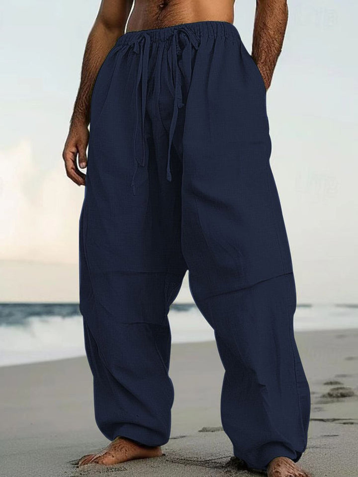 Alohadaddy® Casual Beach Straight Pants Solid Color Comfortable Daily Street Pants Big &amp; Tall