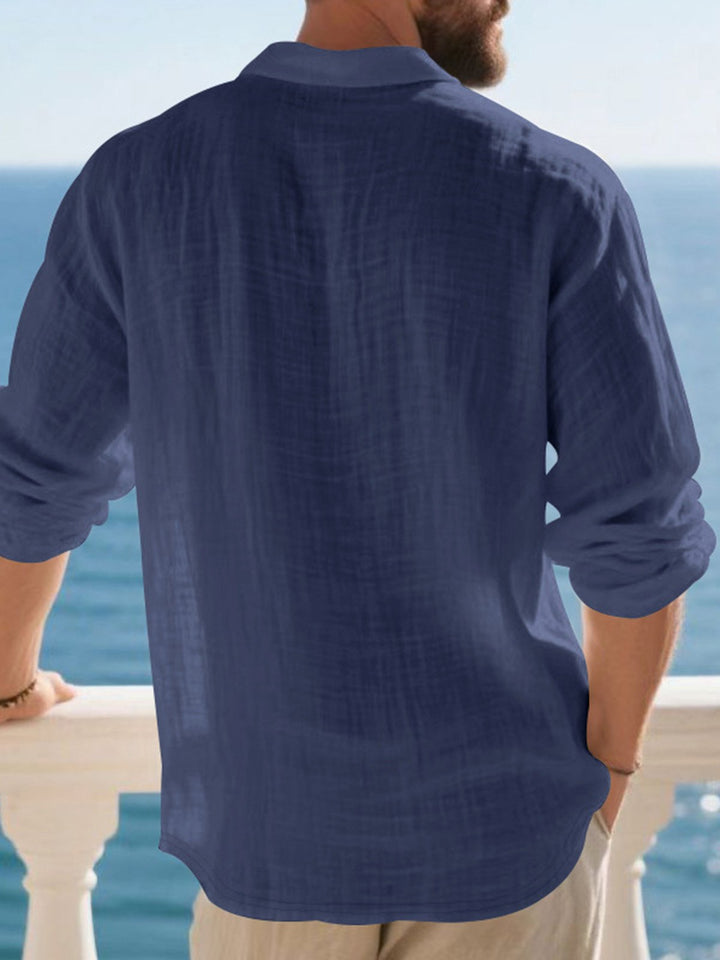 Alohadaddy® Linen Shirt Lapel Button American Men&