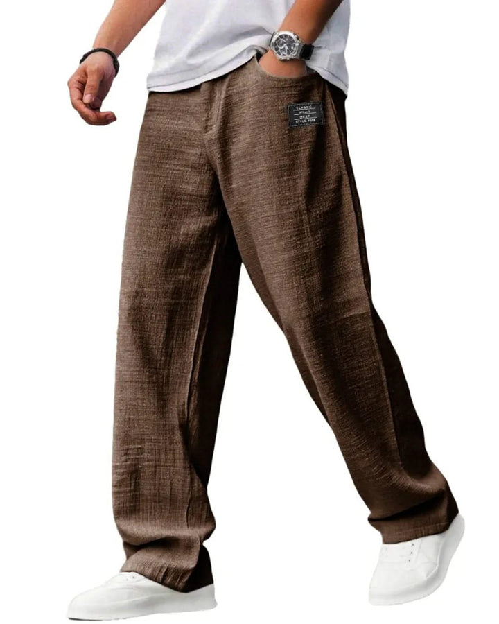 Alohadaddy® Vintage Casual Embroidered Logo Drawstring Loose Elastic Waist Pocket Trousers Big &amp; Tall