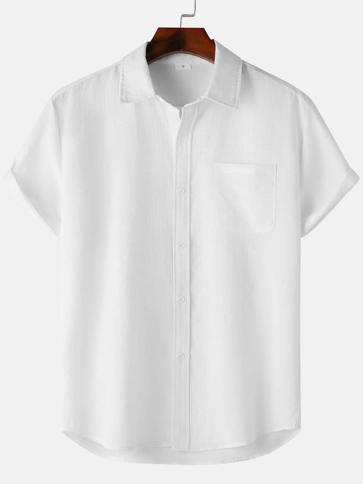 Alohadaddy® Casual Summer Lapel Solid Color Short Sleeve Button-Down Men&