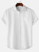 Alohadaddy® Casual Summer Lapel Solid Color Short Sleeve Button-Down Men's Basic Shirt
