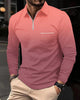 Alohadaddy® Men's Sporty Gradient High-Elastic Vertical Stripe Long-Sleeve Polo Shirt Slim Fit Knit Base Layer