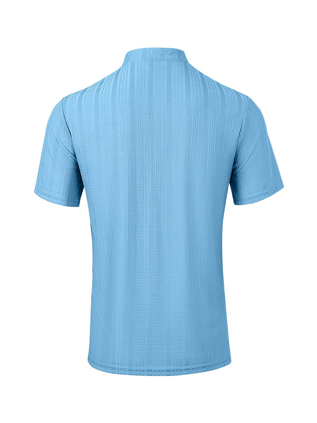Alohadaddy® Basic Versatile Stand Collar Short Sleeve Shirt Loose Casual Holiday Henry Shirt Men