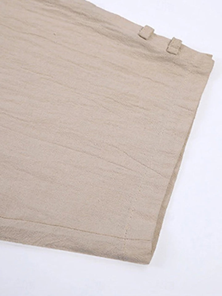 Alohadaddy® Drawstring Waist Multi-Pocket Cotton Linen Capri Beach Pants