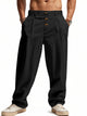 Alohadaddy® casual solid color men's breathable cotton and linen loose casual sports trousers Big & Tall