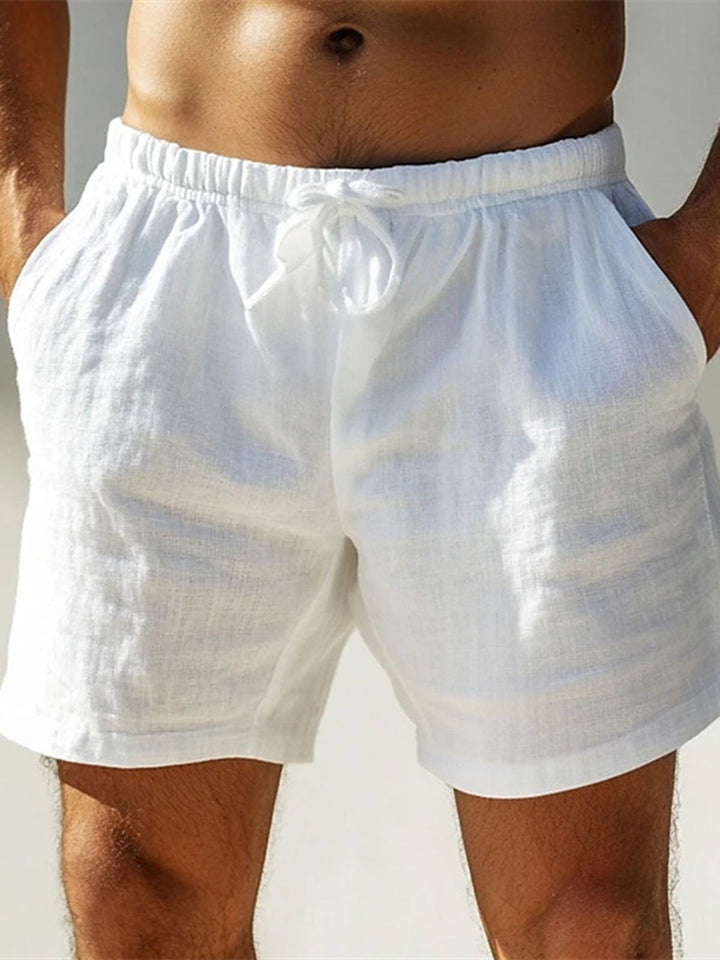 Alohadaddy® Hawaiian Cotton High Quality Beach Leisure Solid Color Breathable Outdoor Three-quarter Shorts