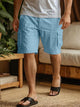 Alohadaddy® Cotton And Linen Workwear Shorts Drawstring Elastic Waist Straight Leg Solid Color Breathable Beach Five-point Casual Shorts