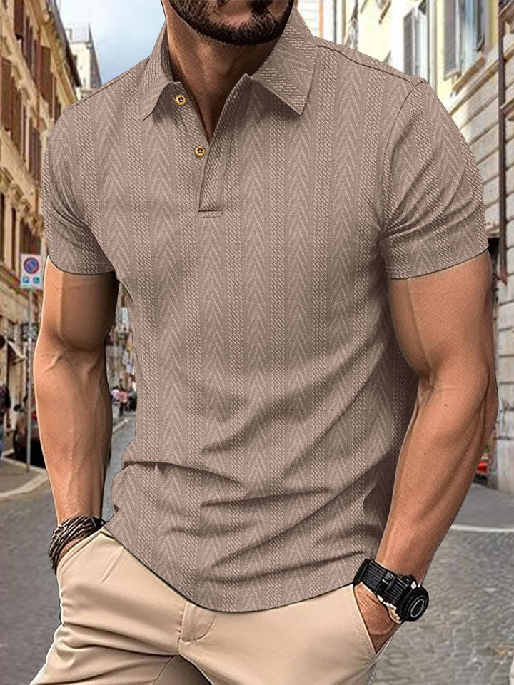 Alohadaddy® Solid Color Casual Henley Neck Short Sleeve Top Button-Down Polo Shirt