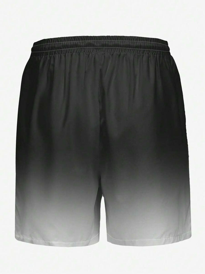 Alohadaddy® Fashion Loose Drawstring Beach Sports Shorts Black and White Gradient Big &amp; Tall