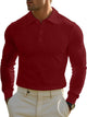 Alohadaddy® Men's Long Sleeve T-Shirt Autumn and Winter Waffle Lapel Button Casual Polo Shirt