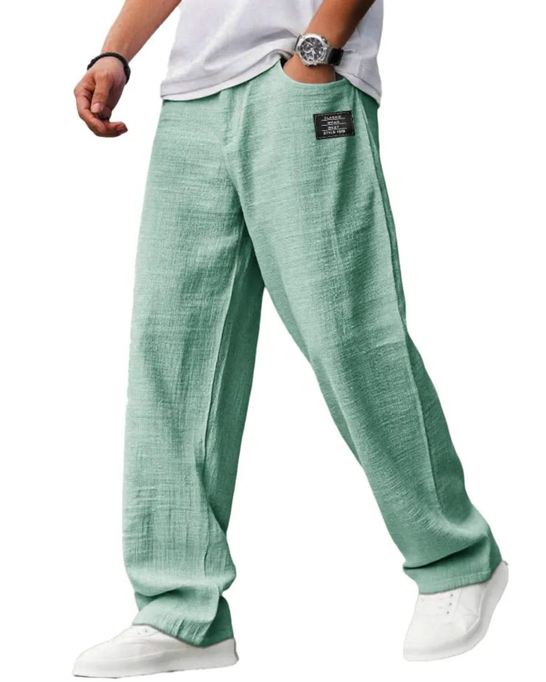 Alohadaddy® Vintage Casual Embroidered Logo Drawstring Loose Elastic Waist Pocket Trousers Big &amp; Tall