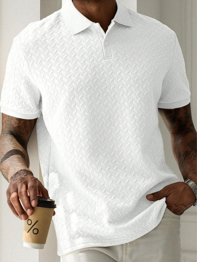 Alohadaddy® Casual Solid Lapel Button Front Short Sleeve Simple Polo Shirt