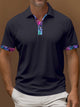 Alohadaddy® Contrast Color Business Casual Print Art Summer Short Sleeve Stretch Men's Polo Shirt