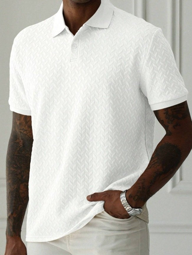Alohadaddy® Casual Solid Lapel Button Front Short Sleeve Simple Polo Shirt