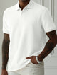Alohadaddy® Casual Solid Lapel Button Front Short Sleeve Simple Polo Shirt