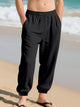 Alohadaddy® Casual Beach Trend Men's Loose Linen Casual Sports Cuffed Trousers Men's Big & Tall