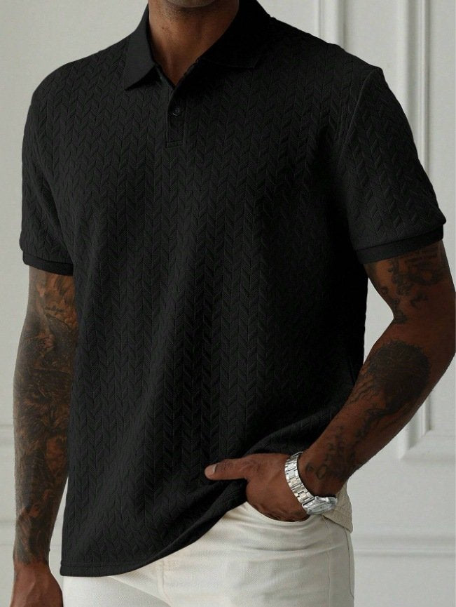 Alohadaddy® Casual Solid Lapel Button Front Short Sleeve Simple Polo Shirt