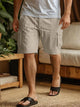Alohadaddy® Cotton And Linen Workwear Shorts Drawstring Elastic Waist Straight Leg Solid Color Breathable Beach Five-point Casual Shorts