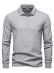 Alohadaddy® Business Men's Long Sleeve T-shirt Lapel Solid Color Men's Tops All-match Polo Shirt