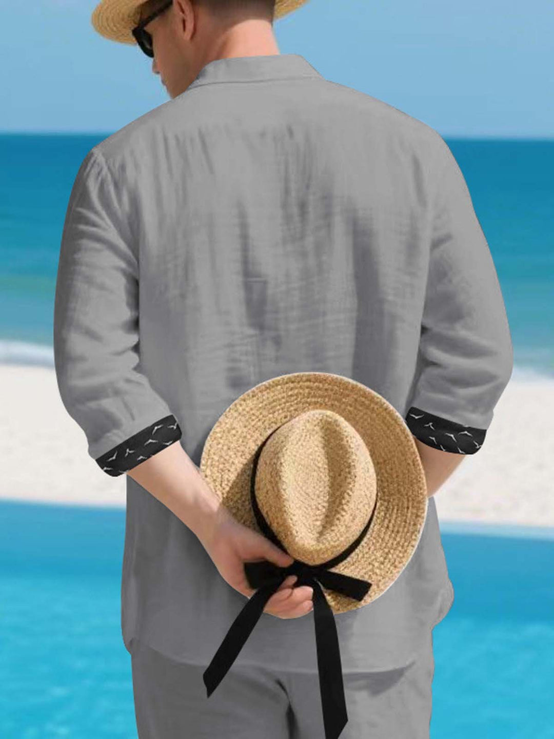Alohadaddy® Linen Platform Lapel Long Sleeve Cardigan Shirt Vacation Casual Men&