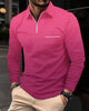 Alohadaddy® Men's Sporty Gradient High-Elastic Vertical Stripe Long-Sleeve Polo Shirt Slim Fit Knit Base Layer