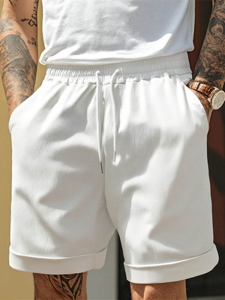 Alohadaddy® Shorts High Street Pleated Lounge Pants Straight Leg Plain Comfort Breathable Shorts