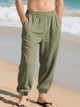 Alohadaddy® Casual Beach Trend Men's Loose Linen Casual Sports Cuffed Trousers Men's Big & Tall