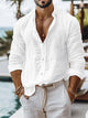 Alohadaddy® Casual Solid Cotton Linen Shirt Casual Style Long Sleeve Business Shirt Big & Tall