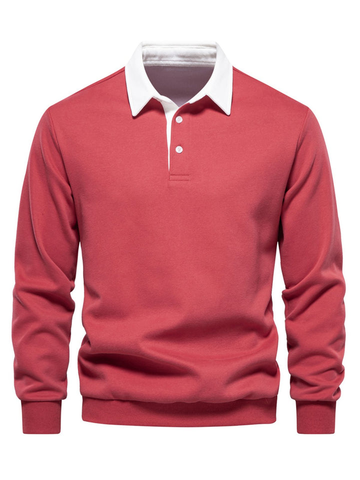 Alohadaddy® Autumn Long Sleeve Polo Collar Sweatshirt Trendy Men&