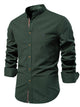 Alohadaddy® Business Shirt Men's Cotton and Linen Embroidery Casual Fashion Solid Color Long Sleeve Shirt