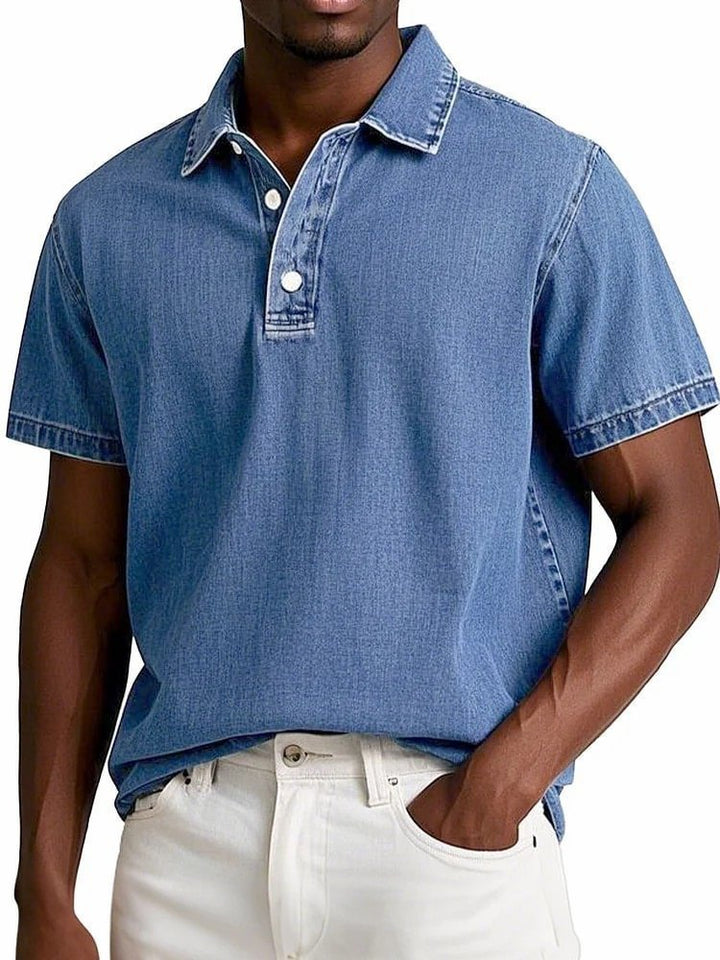 Alohadaddy® Casual Fashion Solid Color Retro Short Sleeve Lapel Polo Shirt
