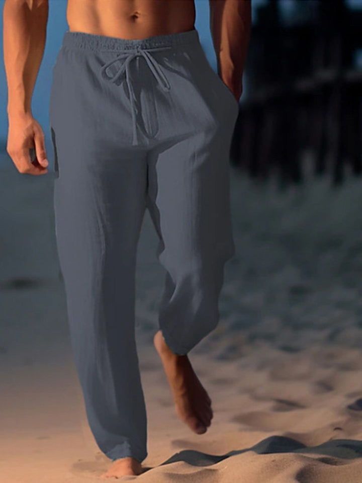 Alohadaddy® Linen Trousers Summer Trousers Beach Trousers Drawstring Stretch Straight Breathable Trousers