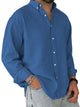 Alohadaddy® Casual Solid Color All-Match Washed Cotton Button-Down Long Sleeve Shirt Big & Tall