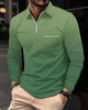 Alohadaddy® Men's Sporty Gradient High-Elastic Vertical Stripe Long-Sleeve Polo Shirt Slim Fit Knit Base Layer