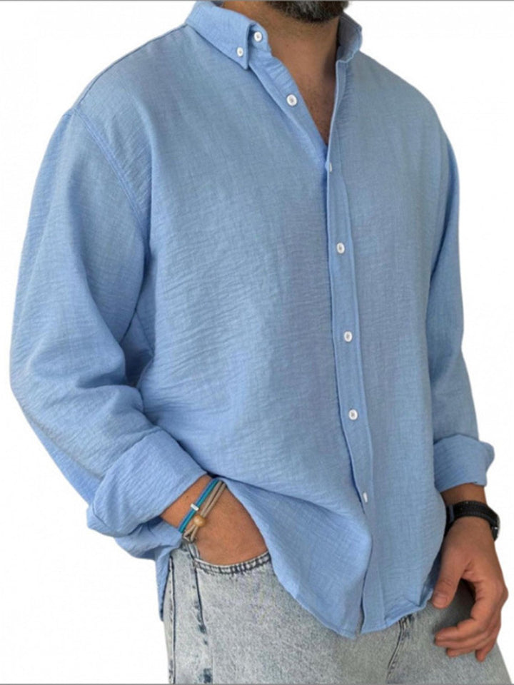 Alohadaddy® Casual Solid Color All-Match Washed Cotton Button-Down Long Sleeve Shirt Big &amp; Tall