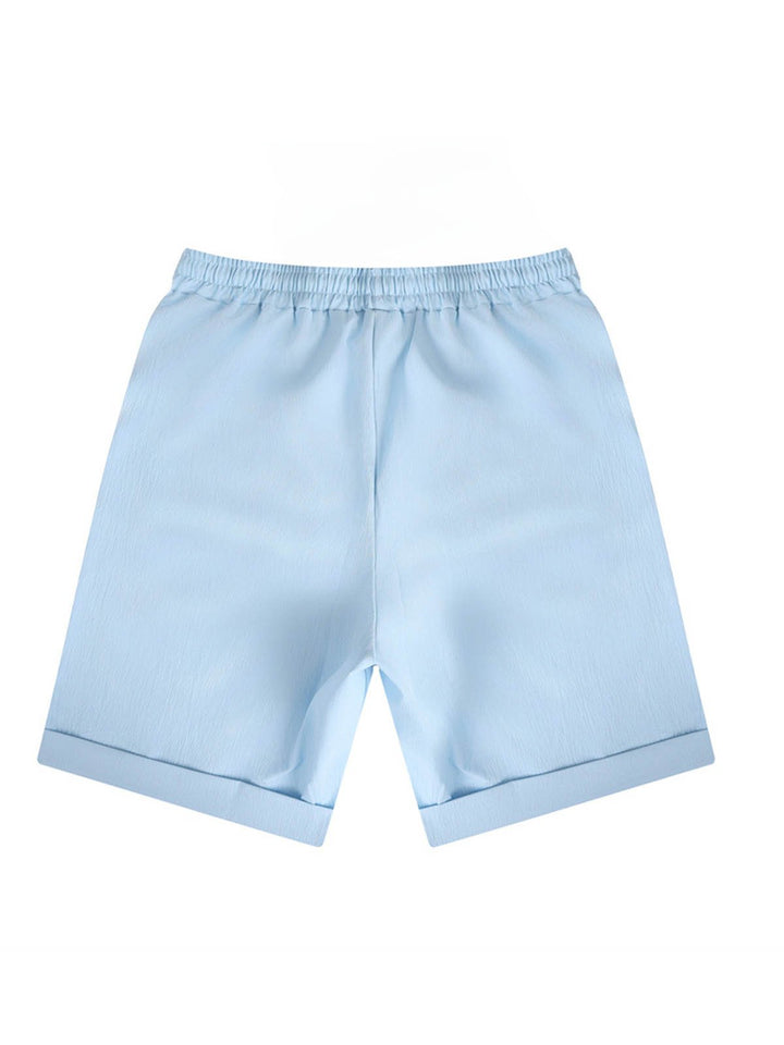 Alohadaddy® Shorts High Street Pleated Lounge Pants Straight Leg Plain Comfort Breathable Shorts