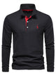 Alohadaddy® Spring and Autumn New Lapel Men's Cotton POLO Shirt Fashion Casual Men's Deer Embroidery Long Sleeve Polo