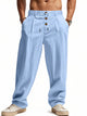 Alohadaddy® casual solid color men's breathable cotton and linen loose casual sports trousers Big & Tall