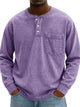 Alohadaddy® Half Zipper Men's Spring and Autumn 3D Digital Solid Color Printed Three-Button Imitation Cotton Long Sleeve Top