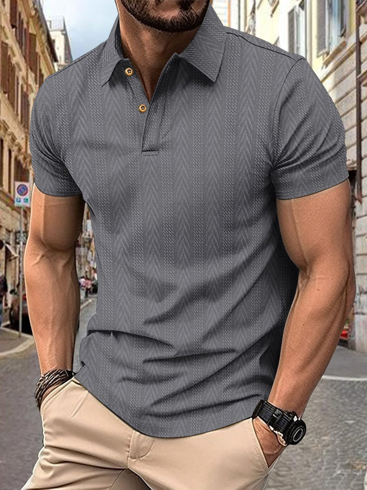 Alohadaddy® Solid Color Casual Henley Neck Short Sleeve Top Button-Down Polo Shirt