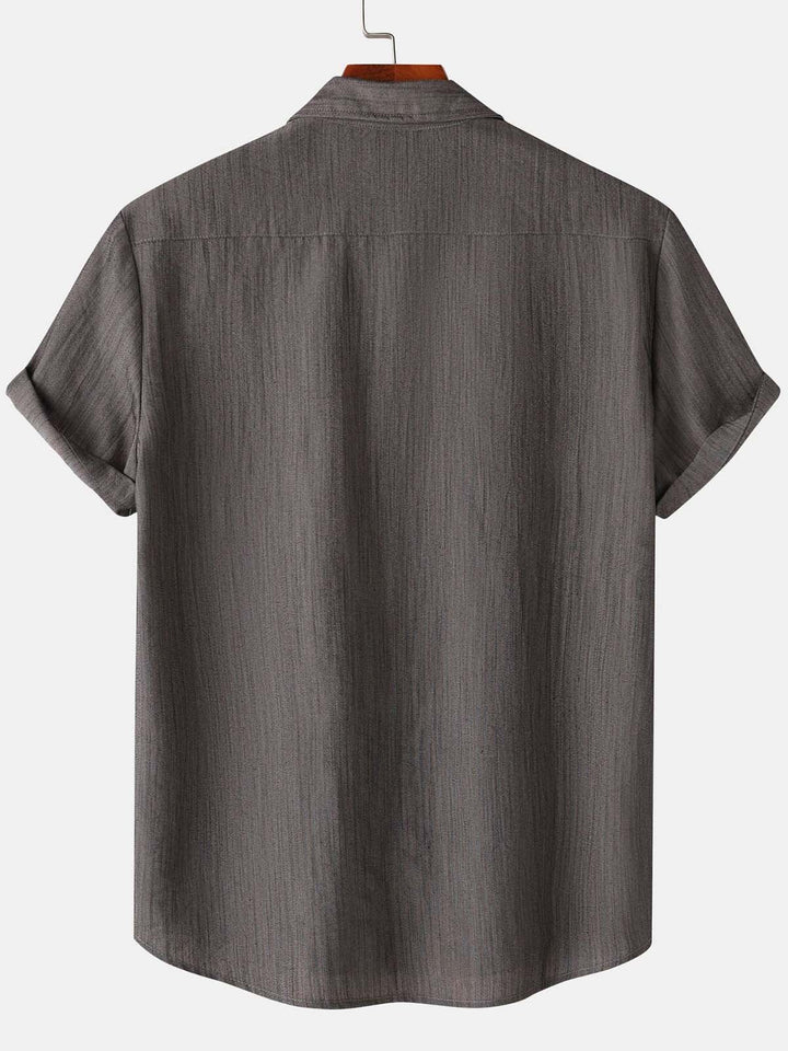Alohadaddy® Casual Summer Lapel Solid Color Short Sleeve Button-Down Men&