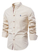 Alohadaddy® Business Shirt Men's Cotton and Linen Embroidery Casual Fashion Solid Color Long Sleeve Shirt