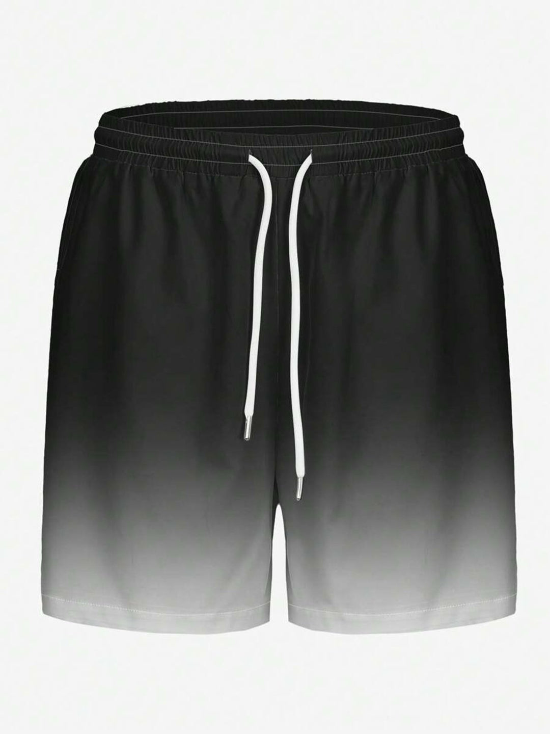 Alohadaddy® Fashion Loose Drawstring Beach Sports Shorts Black and White Gradient Big &amp; Tall