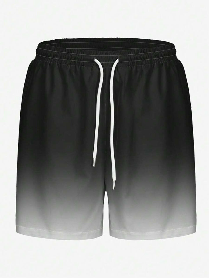 Alohadaddy® Fashion Loose Drawstring Beach Sports Shorts Black and White Gradient Big &amp; Tall