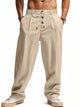 Alohadaddy® casual solid color men's breathable cotton and linen loose casual sports trousers Big & Tall