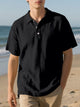 Alohadaddy® Men's Short Sleeve Linen Loose Casual Lapel Polo Shirt T-Shirt