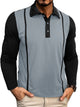 Alohadaddy® casual contrast lapel long-sleeved button-down Polo shirt for men