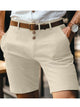 Alohadaddy® Hawaiian Linen Summer Solid Color Button Casual Daily Breathable Straight Shorts