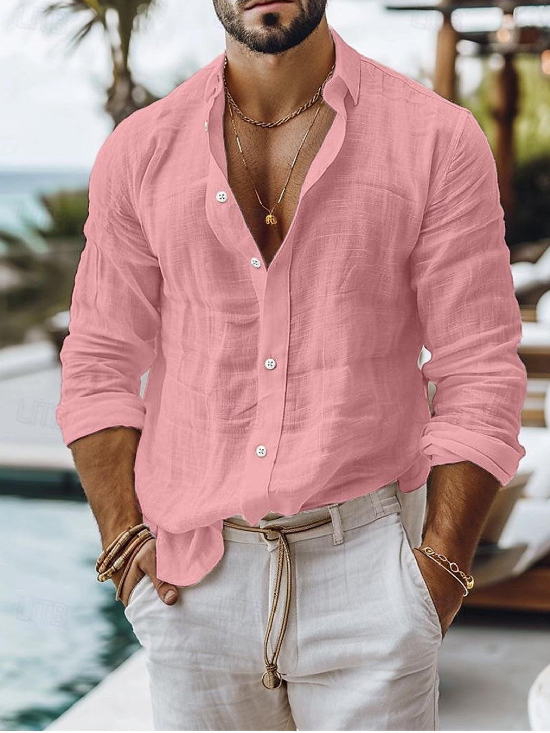 Alohadaddy® Casual Solid Cotton Linen Shirt Casual Style Long Sleeve Business Shirt Big &amp; Tall