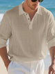 Alohadaddy® Linen Shirt Lapel Button American Men's Casual Loose Long Sleeve Men's POLO Shirt Long Sleeve